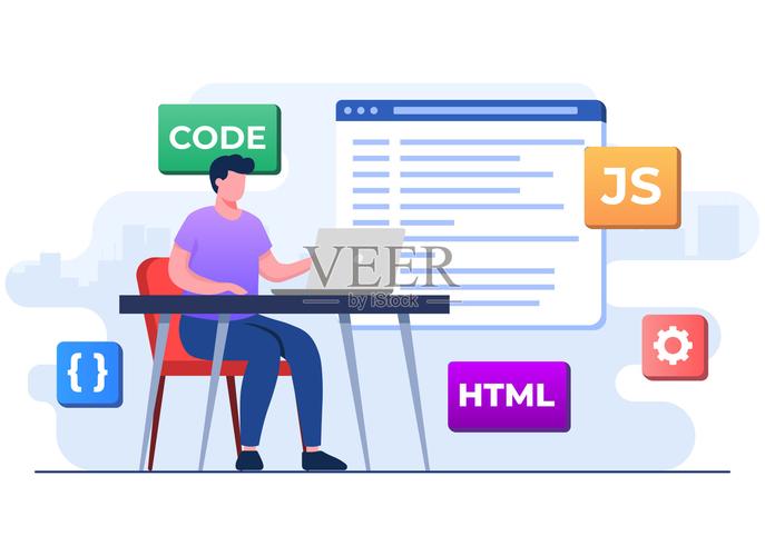 网络开发人员使用笔记本电脑编写代码或程序,计算机编程,java, html